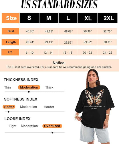 Oversized Tshirts for Women - Graphic T Shirt Loose Tees Crewneck Sleeve Top Cute Fashion Summer Pattern Print Tops